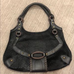 Cole Haan  pony hair croco embossed bag